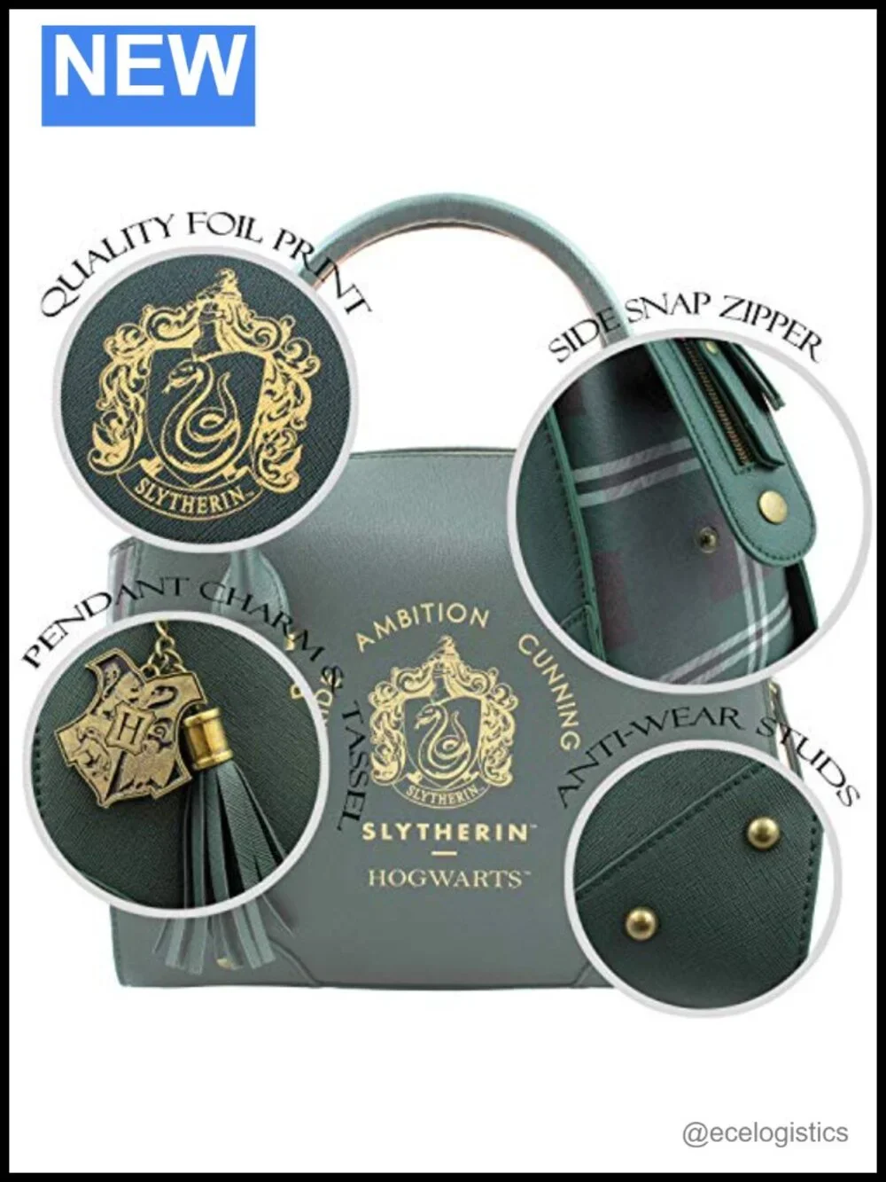 Harry Potter Satchel Purse Women's Top Handle Shoulder Bag 100% PU Slytherin
